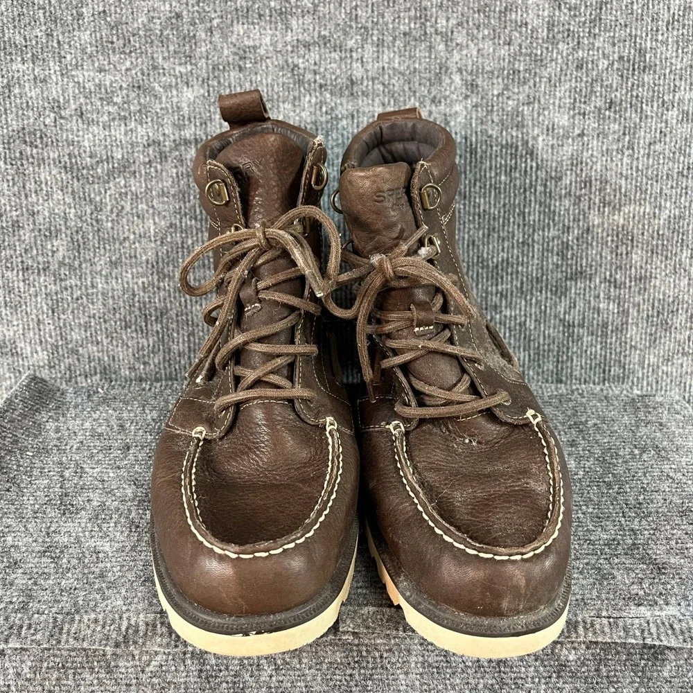 Sperry Top-Sider Mens Waterproof Brown Leather Moc Toe Lug Sole Boots 10.5